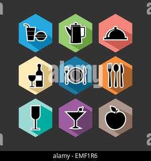 Essen flach Icons set Abbildung Stock Vektor