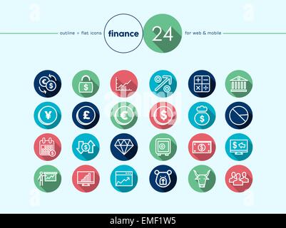 Finance flache Icons set Stock Vektor