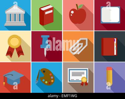 Bildung flacher Icons set-design Stock Vektor