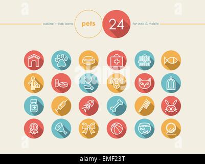 Haustiere flach Icons set Stock Vektor