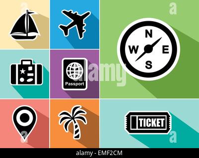 Reisen flache Icons Set-design Stock Vektor