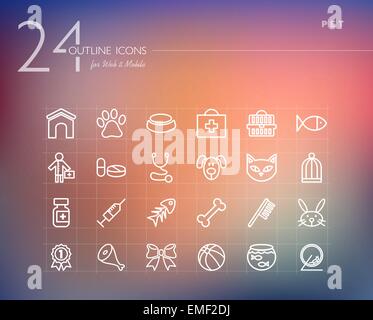 Haustier Umriss Icons set Stock Vektor