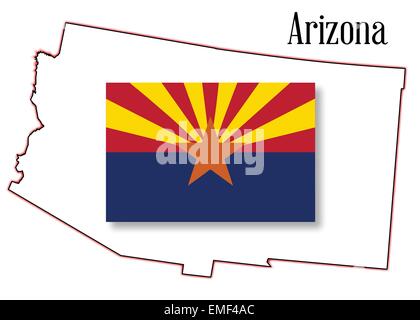 Arizona-Zustand-Karte und Flagge Stock Vektor