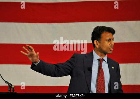 Nashua, New Hampshire, USA, 18. April 2015. Louisiana Gouverneur Bobby Jindal spricht in Nashua, NH, USA. Alamy Live News/Andrew Cline Stockfoto