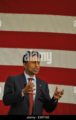 Nashua, New Hampshire, USA, 18. April 2015. Louisiana Gouverneur Bobby Jindal spricht in Nashua, NH, USA. Alamy Live News/Andrew Cline Stockfoto