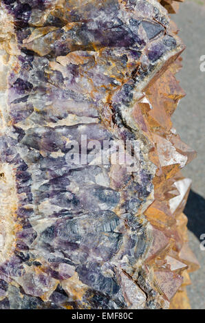 Amethyst Druse über Beige rock Stockfoto