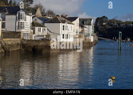 Kai Häuser am Fluss Fowey in Fowey, Cornwall, England, UK. Stockfoto