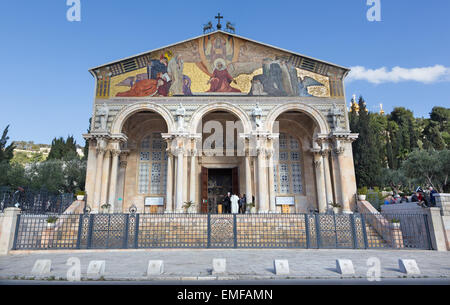 JERUSALEM, ISRAEL - 3. März 2015: The Church of All Nations (Basilika der Agonie) vom Architekten Antonio Barluzzi (1922-1924) Stockfoto