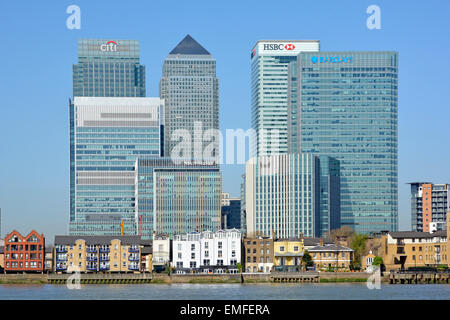 cti HSBC Barclays River Thames Real Estate wichtige internationale Bankunternehmen in Hauptsitz Wolkenkratzer Canary Wharf London Docklands UK Stockfoto