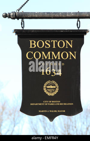 Boston Common Wahrzeichen Zeichen am Boston Freedom Trail. Stockfoto