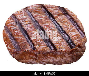 Rindersteak, isoliert auf einem weißen Hintergrund. Datei enthält Beschneidungspfade. Stockfoto