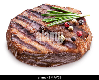 Rindersteak mit Gewürzen. Datei enthält Beschneidungspfade. Stockfoto