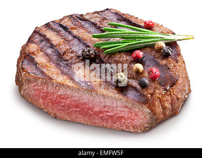 Rindersteak mit Gewürzen. Datei enthält Beschneidungspfade. Stockfoto