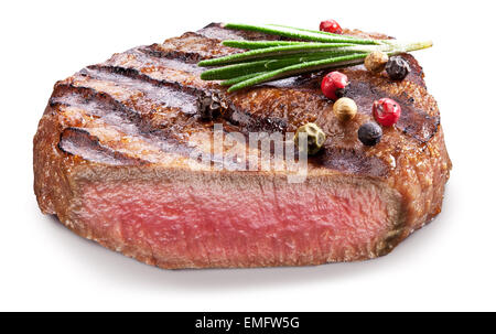 Rindersteak mit Gewürzen. Datei enthält Beschneidungspfade. Stockfoto