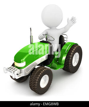 3D White people Traktor, isolierten weißen Hintergrund, 3D-Bild Stockfoto