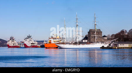 Die "Statsraad Lehmkuhl" ist eine 3-Mast Stahl Rinde Stockfoto