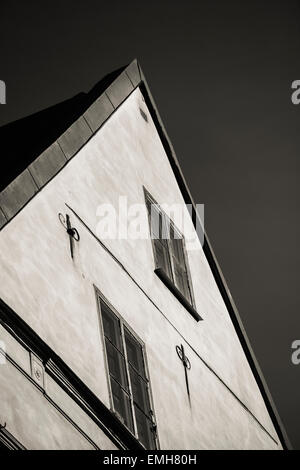 Fassade der alten Gebäude in Gamla Stan (Altstadt)-Stockholm, Schweden. Stockfoto