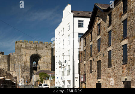 Großbritannien, Wales, Gwynedd, Caernarfon, Caernarfon Castle von St. Helen's Rd Stockfoto