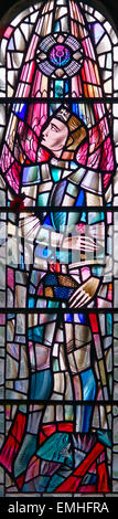 Das Denkmal Fenster Henry William Somerville Marshall (1923 – 1944), schottische Garde, St.-Andreas Kirche, Dacre, Cumbria, England Stockfoto