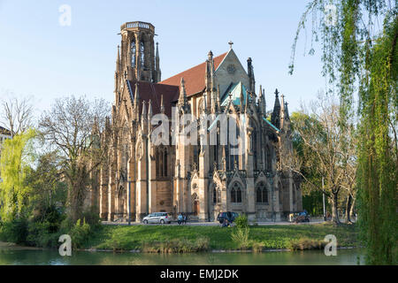Deutschland, Stuttgart, Zentrum, Kirche Johanneskirche am Feuersee See Stockfoto