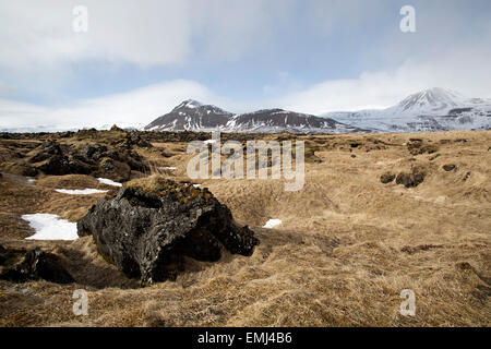 Beeindruckende Vulkanlandschaft auf die Snaefellsnes Halbinsel in Island Stockfoto