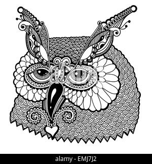 schwarze und weiße Eulenkopf Stockfoto