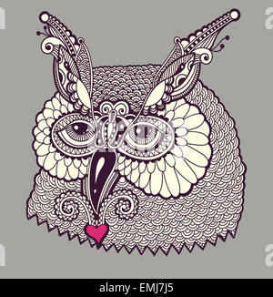 digitale Zeichnung der Eulenkopf Stockfoto
