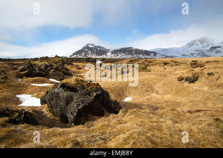 Beeindruckende Vulkanlandschaft auf die Snaefellsnes Halbinsel in Island Stockfoto