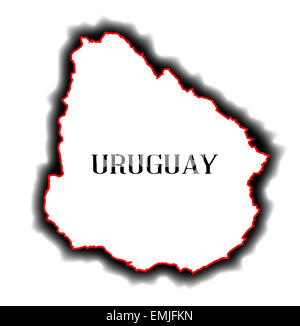 Leeren der Umriß des südamerikanischen Landes von Uruguay Stockfoto