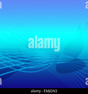 Weiche blaue Linien und Flügel wie Schattenform über blau bis leichten blauen Gradienten Hintergrund. Stockfoto
