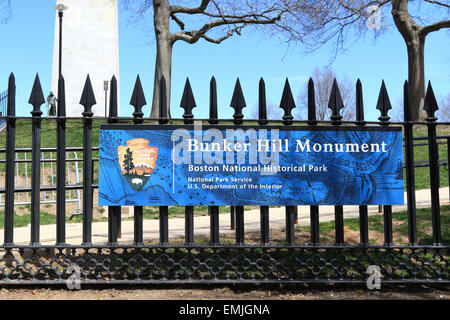 Bunker Hill Monument in Boston, Massachusetts. Boston Freedom Trail. Stockfoto