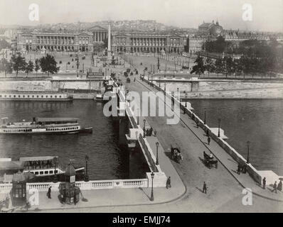 Place De La Concorde und Ufer, Paris, Frankreich, Eiweiss zu drucken, um 1890 Stockfoto