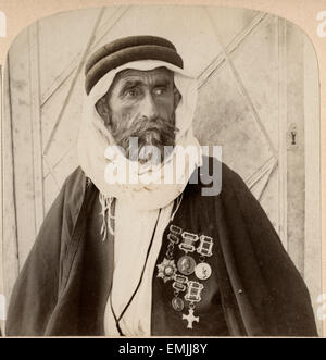 Sheikh el Rachid, Chef der Escorts und größte Beduinen Palästinas, Bild von Stereo-Einzelkarte, 1900 Stockfoto