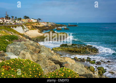 Blick auf die felsigen Pazifikküste in Santa Cruz, Kalifornien. Stockfoto