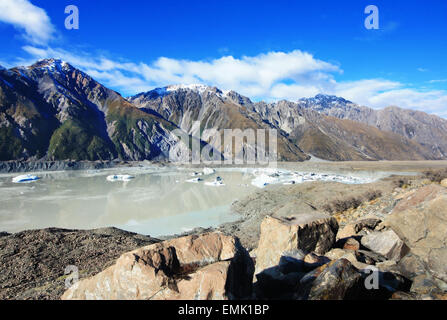 In der Nähe von Mount Cook Neuseeland Blick auf Gletscher Stockfoto