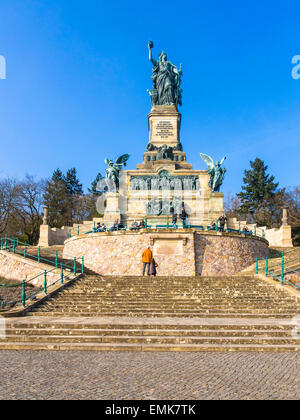 Niederwald Denkmal, UNESCO-Weltkulturerbe, Rüdesheim am Rhein, Rheinschlucht, Hessen, Deutschland Stockfoto