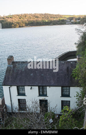 Dylan Thomas Boathouse, wo der Dichter in Laugharne, Carmarthenshire, Westwales lebte. Stockfoto