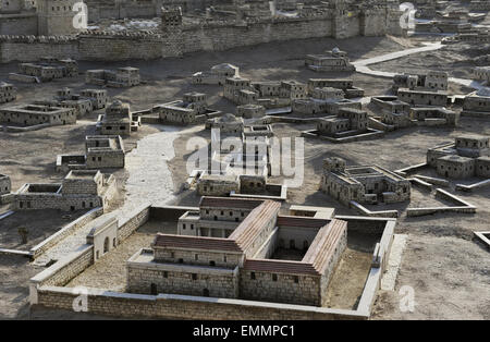 Modell der Stadt Jerusalem und der so genannten zweiten Tempels 70 n. Chr. von den Römern zerstört. Israel. Skalieren Sie, 01:50. Stockfoto