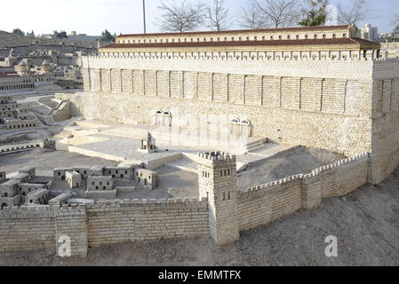 Modell der Stadt Jerusalem und der so genannten zweiten Tempels 70 n. Chr. von den Römern zerstört. Israel. Skalieren Sie, 01:50. Stockfoto