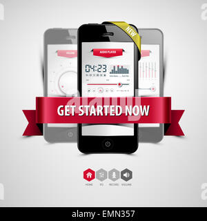 hören Sie Musik von Ihrem smartphone Stockfoto