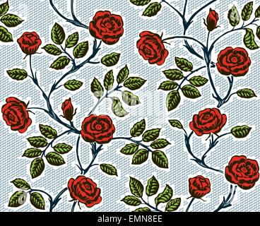 Vintage floral nahtlose Muster. Klassische hand gezeichnete Rosen Stock Vektor