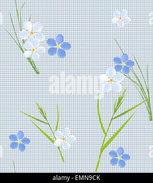 Nahtlose Retro-Muster von kleinen Blumen und Grashalmen Stock Vektor