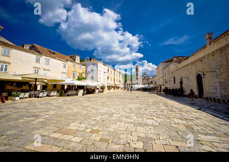 Stadt Zentrum Pjaca Platz von Hvar, Dalmatien, Kroatien Stockfoto