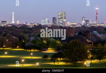 Die Stadt von Primrose Hill bei Nacht-London-UK Stockfoto