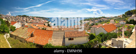 Stadt Hvar alten Dächern Panorama, Insel in Dalmatien, Kroatien Stockfoto