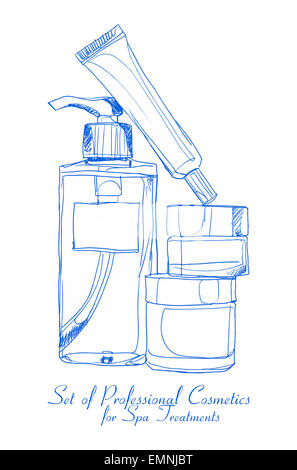 Satz der professionellen Kosmetik für Spa-Behandlungen Stockfoto