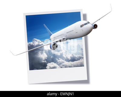 Ausbrechen aus einem print Sofortbild oder Postkarte Flugzeug Stockfoto