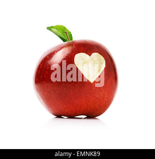 Roter Apfel delicious mit Liebe Herzform Stockfoto