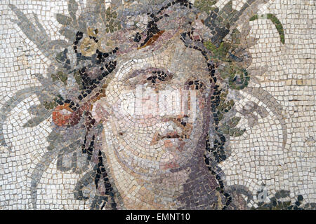 Mosaik Bodenblech. Roman, Imperial, 2. Jh. n. Chr.. Von Villa Daphne in der Nähe von Antiochia (Antakya, Türkei). Frau. Stockfoto