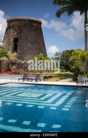 Montpelier Plantage & Strand (Hotel), Nevis, St. Kitts und Nevis. Stockfoto